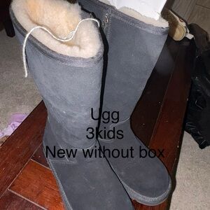 UGG Kids Charcoal Boots with Cream Lining
